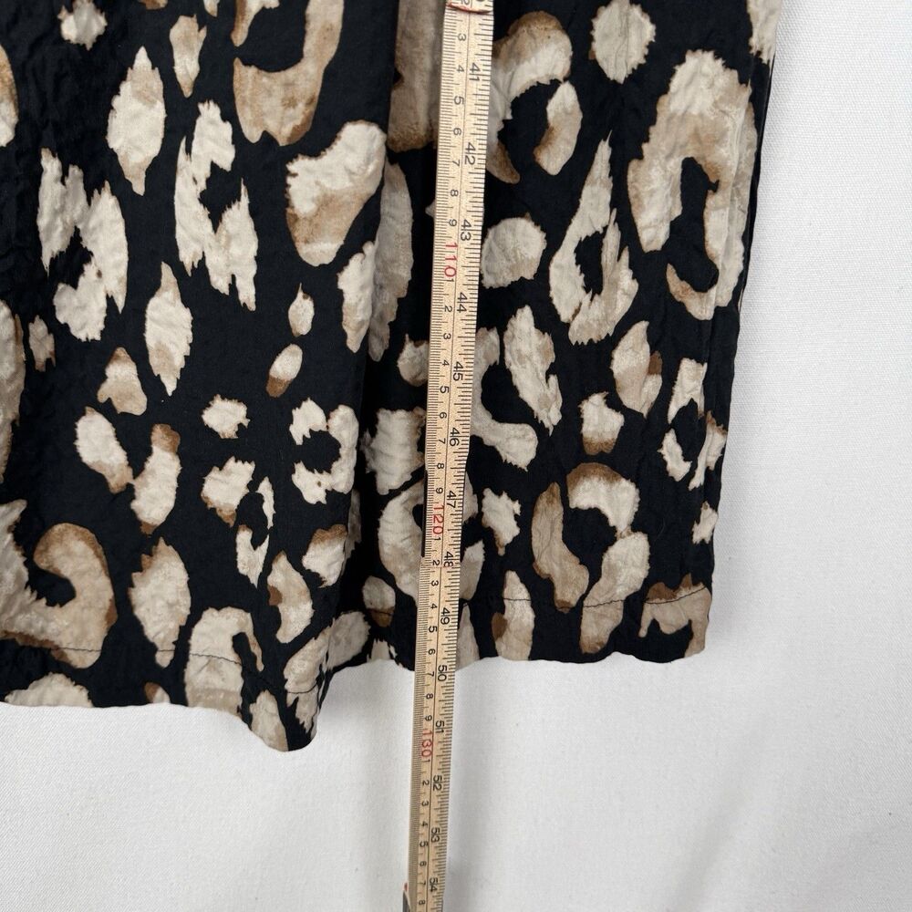H&M Dress Womens Medium Black Leopard Print Midi Crinkle Boho Beach Tropical - Picture 13 of 16